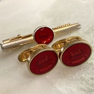 Celine Cuff Links + Tie Clip Set Vintage